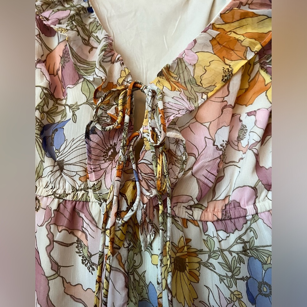 Neon Rose Floral Ruffle Romper - Picture 6 of 10